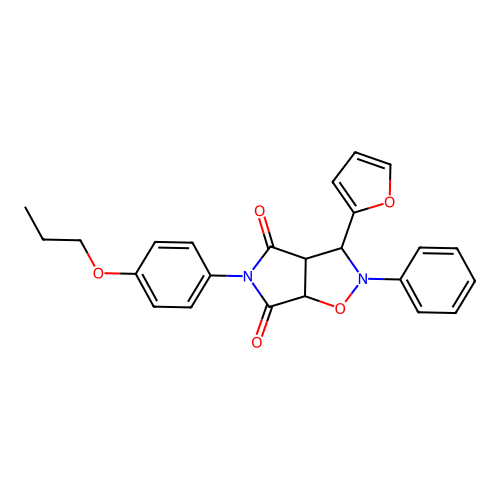 3-(furan-2-yl)-2-phenyl-5-(4-propoxyphenyl)-3a,6a-dihydro-3H-pyrrolo[3,4-d][1,2]oxazole-4,6-dione structure