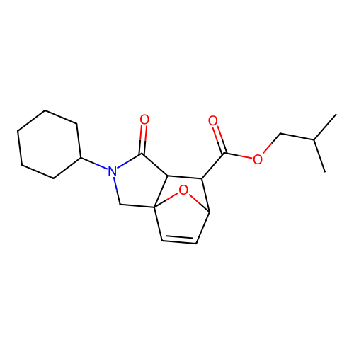2-methylpropyl 2-cyclohexyl-1-oxo-1,2,3,6,7,7a-hexahydro-3a,6-epoxyisoindole-7-carboxylate structure