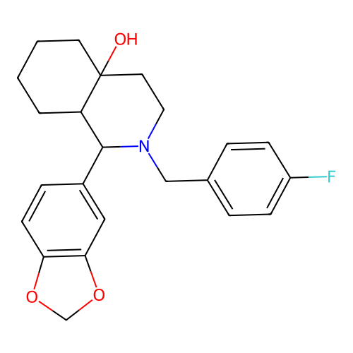 1-(1,3-benzodioxol-5-yl)-2-(4-fluorobenzyl)octahydroisoquinolin-4a(2H)-ol structure