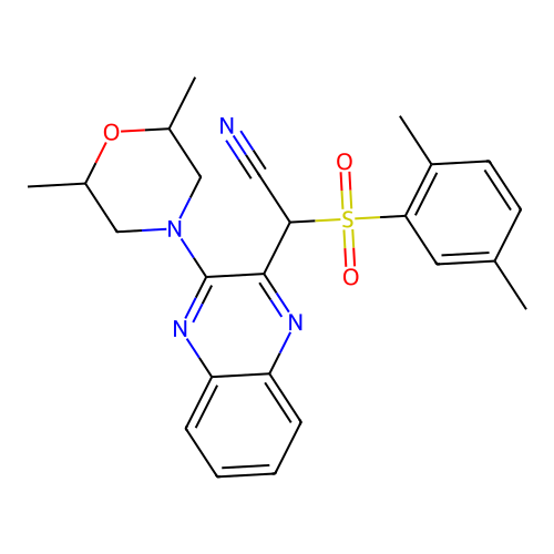 [3-(2,6-dimethylmorpholin-4-yl)quinoxalin-2-yl][(2,5-dimethylphenyl)sulfonyl]acetonitrile structure