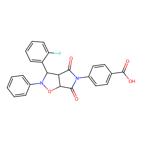 4-(3-(2-fluorophenyl)-4,6-dioxo-2-phenyltetrahydro-2H-pyrrolo[3,4-d]isoxazol-5(3H)-yl)benzoic acid structure