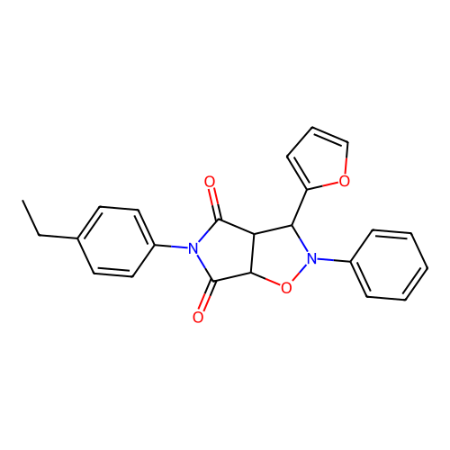 5-(4-ethylphenyl)-3-(furan-2-yl)-2-phenyl-3a,6a-dihydro-3H-pyrrolo[3,4-d][1,2]oxazole-4,6-dione structure