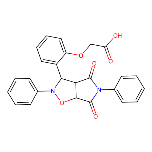 2-(2-(4,6-dioxo-2,5-diphenylhexahydro-2H-pyrrolo[3,4-d]isoxazol-3-yl)phenoxy)acetic acid structure