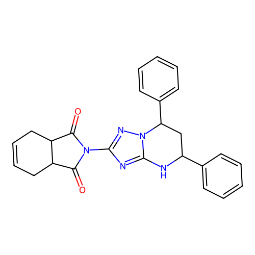 2-(5,7-diphenyl-1,5,6,7-tetrahydro-[1,2,4]triazolo[1,5-a]pyrimidin-2-yl)-3a,4,7,7a-tetrahydroisoindole-1,3-dione structure