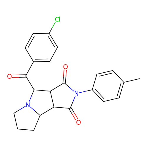 4-(4-chlorobenzoyl)-2-(p-tolyl)hexahydropyrrolo[3,4-a]pyrrolizine-1,3(2H,8bH)-dione structure