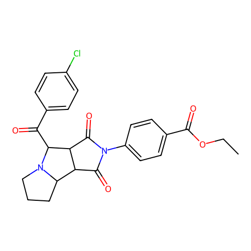 ethyl 4-(4-(4-chlorobenzoyl)-1,3-dioxooctahydropyrrolo[3,4-a]pyrrolizin-2(3H)-yl)benzoate structure