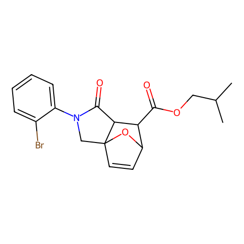 2-methylpropyl 2-(2-bromophenyl)-1-oxo-1,2,3,6,7,7a-hexahydro-3a,6-epoxyisoindole-7-carboxylate structure