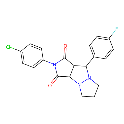 2-(4-chlorophenyl)-9-(4-fluorophenyl)hexahydro-1H-pyrazolo[1,2-a]pyrrolo[3,4-c]pyrazole-1,3(2H)-dione structure