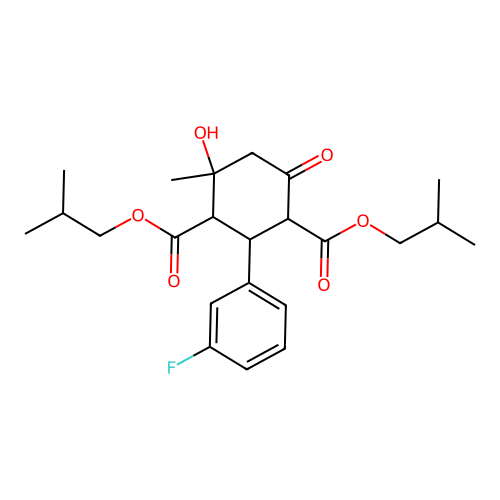 bis(2-methylpropyl) 2-(3-fluorophenyl)-4-hydroxy-4-methyl-6-oxocyclohexane-1,3-dicarboxylate structure