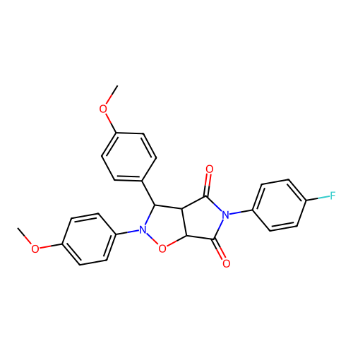 3-(4-fluorophenyl)-7,8-bis(4-methoxyphenyl)-6-oxa-3,7-diazabicyclo[3.3.0]octane-2,4-dione structure