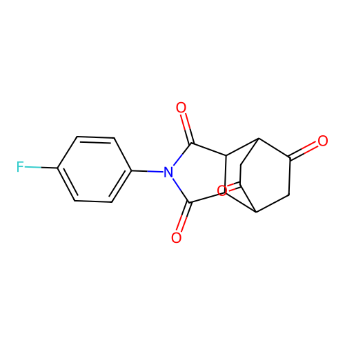 2-(4-fluorophenyl)tetrahydro-1H-4,7-ethanoisoindole-1,3,5,8(2H,4H)-tetrone structure