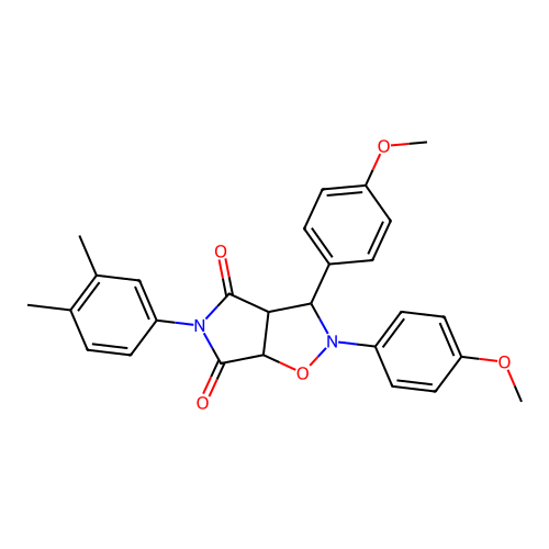 3-(3,4-dimethylphenyl)-7,8-bis(4-methoxyphenyl)-6-oxa-3,7-diazabicyclo[3.3.0]octane-2,4-dione structure