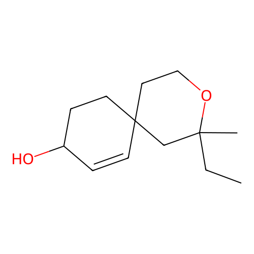 2-Ethyl-2-methyl-3-oxaspiro[5.5]undec-7-EN-9-OL structure
