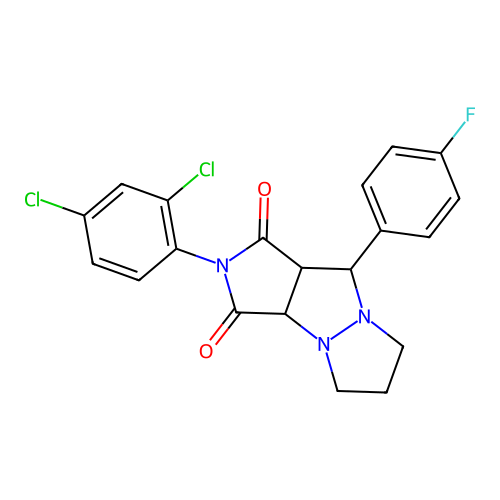 2-(2,4-dichlorophenyl)-9-(4-fluorophenyl)hexahydro-1H-pyrazolo[1,2-a]pyrrolo[3,4-c]pyrazole-1,3(2H)-dione structure