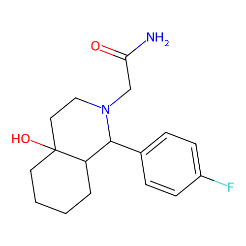2-(1-(4-fluorophenyl)-4a-hydroxyoctahydroisoquinolin-2(1H)-yl)acetamide structure