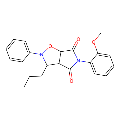 5-(2-methoxyphenyl)-2-phenyl-3-propyl-3a,6a-dihydro-3H-pyrrolo[3,4-d][1,2]oxazole-4,6-dione structure