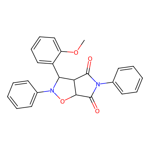 3-(2-methoxyphenyl)-2,5-diphenyl-3a,6a-dihydro-3H-pyrrolo[3,4-d][1,2]oxazole-4,6-dione structure