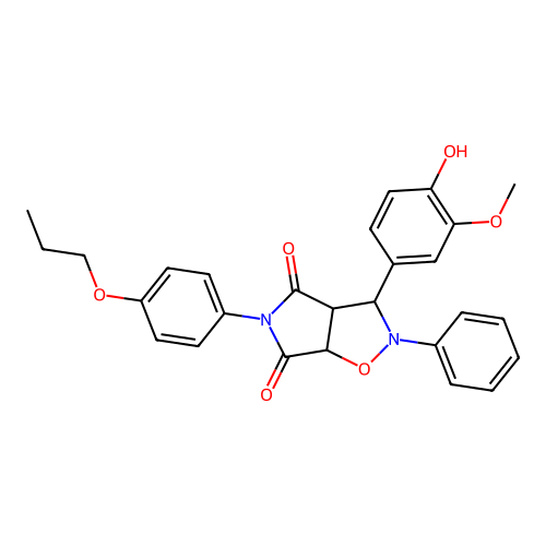 3-(4-hydroxy-3-methoxyphenyl)-2-phenyl-5-(4-propoxyphenyl)-3a,6a-dihydro-3H-pyrrolo[3,4-d][1,2]oxazole-4,6-dione structure