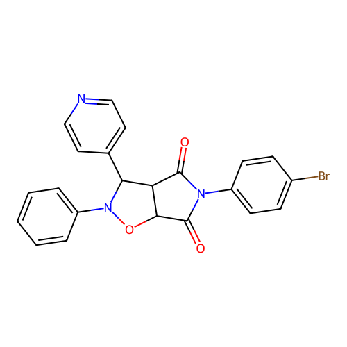 5-(4-bromophenyl)-2-phenyl-3-(pyridin-4-yl)dihydro-2H-pyrrolo[3,4-d][1,2]oxazole-4,6(3H,5H)-dione structure