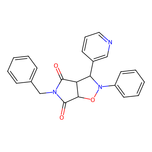 5-benzyl-2-phenyl-3-(pyridin-3-yl)dihydro-2H-pyrrolo[3,4-d]isoxazole-4,6(5H,6aH)-dione structure
