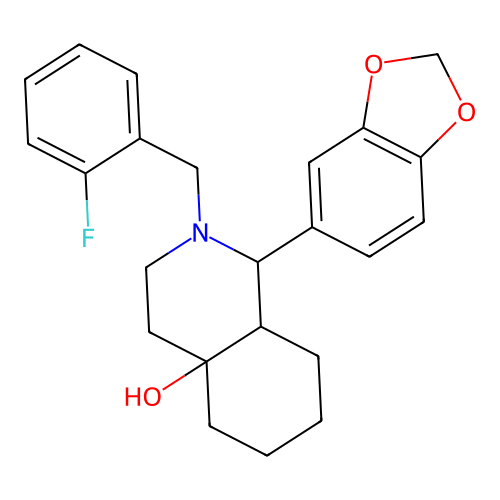 1-(1,3-benzodioxol-5-yl)-2-(2-fluorobenzyl)octahydroisoquinolin-4a(2H)-ol structure
