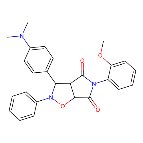 3-(4-(dimethylamino)phenyl)-5-(2-methoxyphenyl)-2-phenyldihydro-2H-pyrrolo[3,4-d]isoxazole-4,6(5H,6aH)-dione structure