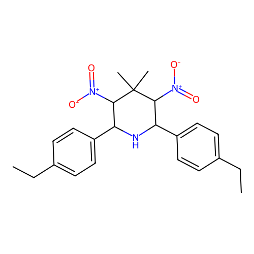 2,6-Bis(4-ethylphenyl)-4,4-dimethyl-3,5-dinitropiperidine structure