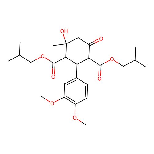 bis(2-methylpropyl) 2-(3,4-dimethoxyphenyl)-4-hydroxy-4-methyl-6-oxocyclohexane-1,3-dicarboxylate structure
