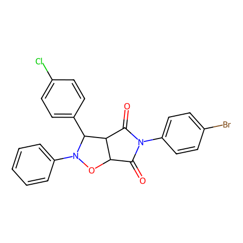 5-(4-bromophenyl)-3-(4-chlorophenyl)-2-phenyldihydro-2H-pyrrolo[3,4-d][1,2]oxazole-4,6(3H,5H)-dione structure