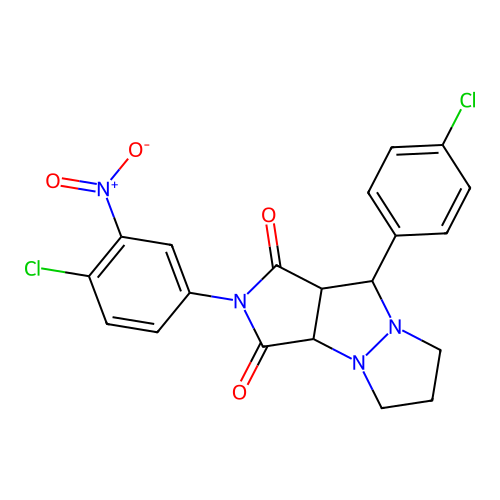 2-(4-chloro-3-nitrophenyl)-9-(4-chlorophenyl)hexahydro-1H-pyrazolo[1,2-a]pyrrolo[3,4-c]pyrazole-1,3(2H)-dione structure