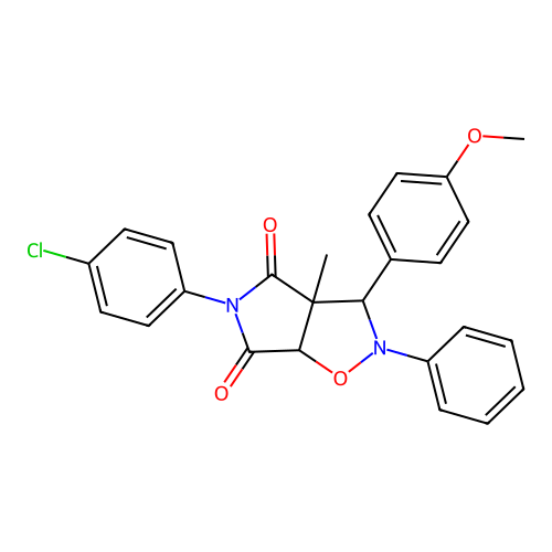 5-(4-chlorophenyl)-3-(4-methoxyphenyl)-3a-methyl-2-phenyl-3,6a-dihydropyrrolo[3,4-d][1,2]oxazole-4,6-dione structure
