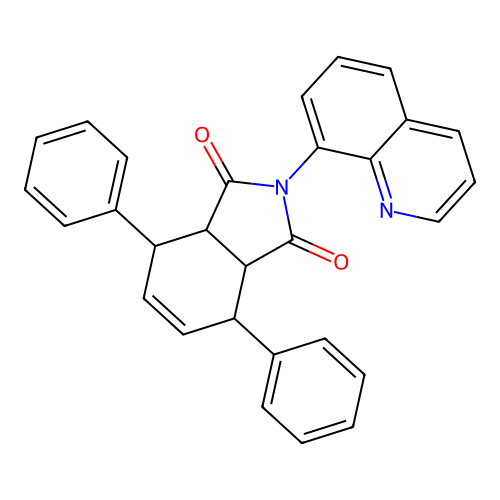 4,7-diphenyl-2-(quinolin-8-yl)-3a,4,7,7a-tetrahydro-1H-isoindole-1,3(2H)-dione structure