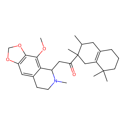 2-(4-methoxy-6-methyl-5,6,7,8-tetrahydro-[1,3]dioxolo[4,5-g]isoquinolin-5-yl)-1-(2,3,8,8-tetramethyl-1,2,3,4,5,6,7,8-octahydronaphthalen-2-yl)ethanone structure