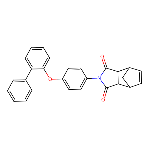 2-[4-(biphenyl-2-yloxy)phenyl]-3a,4,7,7a-tetrahydro-1H-4,7-methanoisoindole-1,3(2H)-dione structure