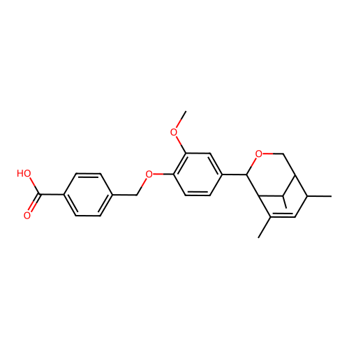 4-{[2-methoxy-4-(6,8,9-trimethyl-3-oxabicyclo[3.3.1]non-7-en-2-yl)phenoxy]methyl}benzoic acid structure