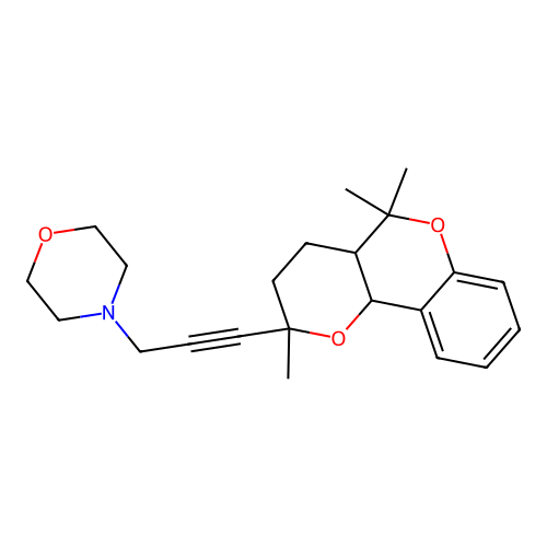 4-(3-(2,5,5-trimethyl-2,3,4,4a,5,10b-hexahydropyrano[3,2-c]chromen-2-yl)prop-2-yn-1-yl)morpholine structure