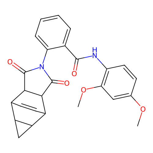 N-(2,4-dimethoxyphenyl)-2-(1,3-dioxo-3,3a,4,4a,5,5a,6,6a-octahydro-4,6-ethenocyclopropa[f]isoindol-2(1H)-yl)benzamide structure