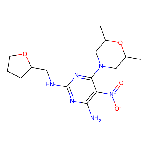 [4-amino-6-(2,6-dimethylmorpholin-4-yl)-5-nitropyrimidin-2-yl](oxolan-2-ylmeth yl)amine structure