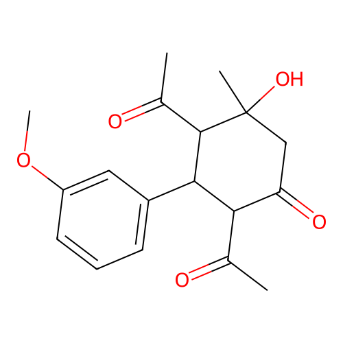 2,4-Diacetyl-5-hydroxy-3-(3-methoxyphenyl)-5-methylcyclohexan-1-one structure