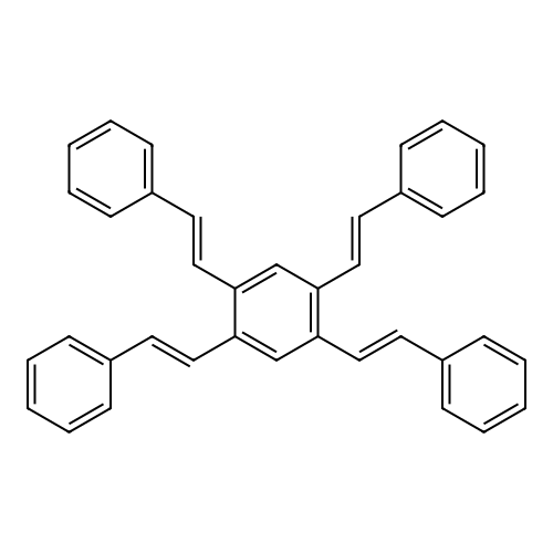 1,2,4,5-tetrakis[(E)-2-phenylethenyl]benzene structure