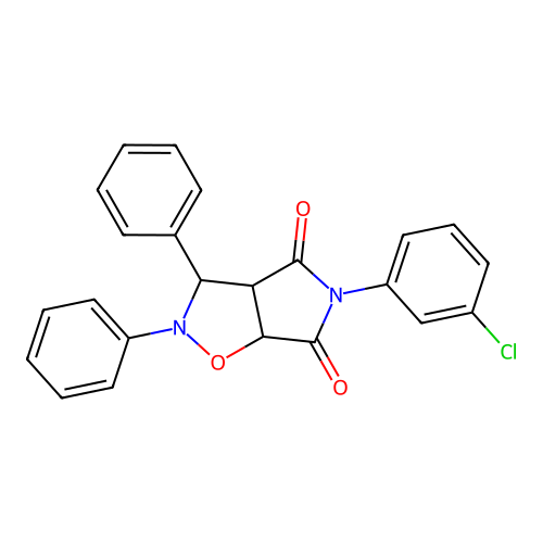 5-(3-chlorophenyl)-2,3-diphenyl-3a,6a-dihydro-3H-pyrrolo[3,4-d][1,2]oxazole-4,6-dione structure