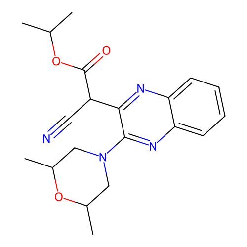 Propan-2-yl cyano[3-(2,6-dimethylmorpholin-4-yl)quinoxalin-2-yl]acetate structure