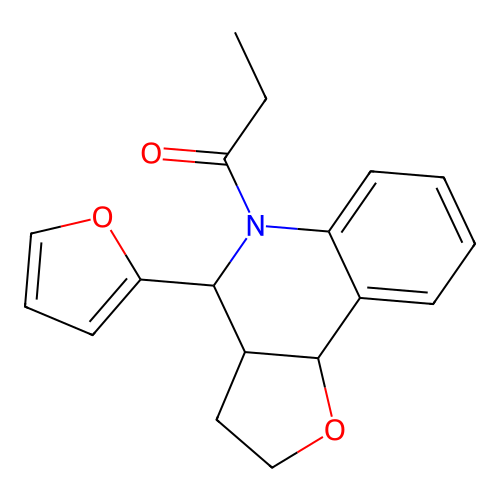1-[4-(furan-2-yl)-2,3,3a,9b-tetrahydrofuro[3,2-c]quinolin-5(4H)-yl]propan-1-one structure