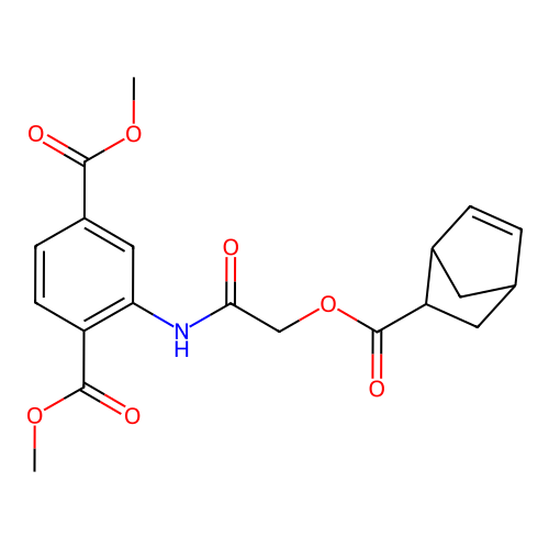 dimethyl 2-[[2-(bicyclo[2.2.1]hept-2-ene-5-carbonyloxy)acetyl]amino]benzene-1,4-dicarboxylate structure