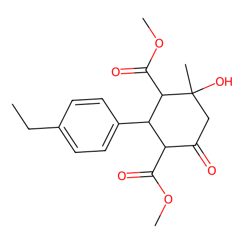 Dimethyl 2-(4-ethylphenyl)-4-hydroxy-4-methyl-6-oxocyclohexane-1,3-dicarboxylate structure