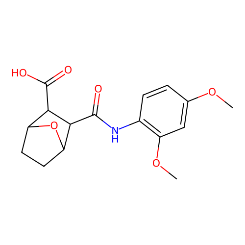 3-[(2,4-Dimethoxyphenyl)carbamoyl]-7-oxabicyclo[2.2.1]heptane-2-carboxylic acid structure
