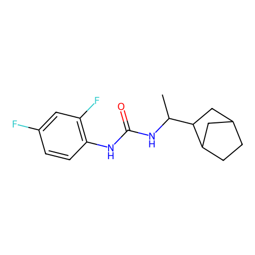 1-[1-(3-Bicyclo[2.2.1]heptanyl)ethyl]-3-(2,4-difluorophenyl)urea structure