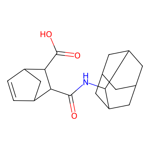3-(N-adamantan-2-ylcarbamoyl)bicyclo[2.2.1]hept-5-ene-2-carboxylic acid structure