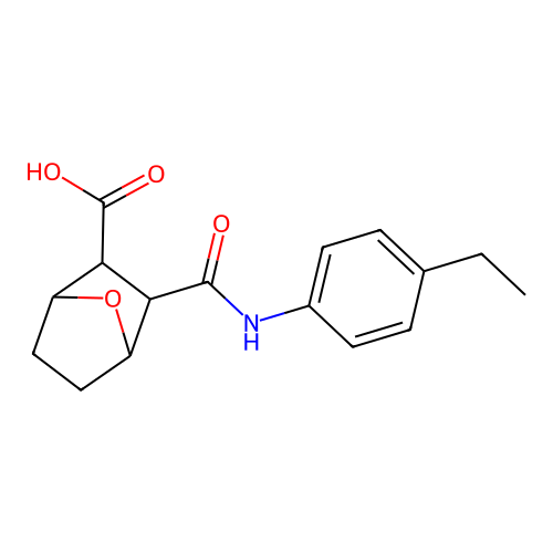 2-[(4-Ethylphenyl)carbamoyl]-7-oxabicyclo[2.2.1]heptane-3-carboxylic acid structure