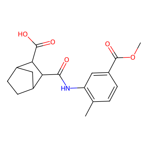 3-{[5-(methoxycarbonyl)-2-methylphenyl]carbamoyl}bicyclo[2.2.1]heptane-2-carboxylic acid structure